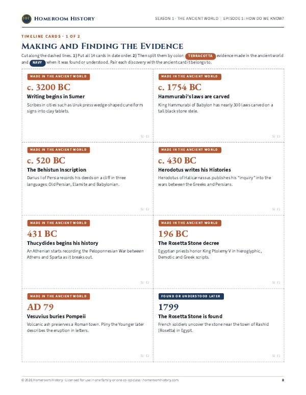 Timeline cards page